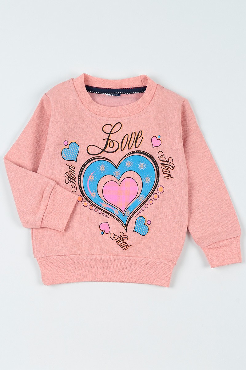 Pudra (3-7 Yaş) Love Baskılı Kız Çocuk Sweatshirt 92591