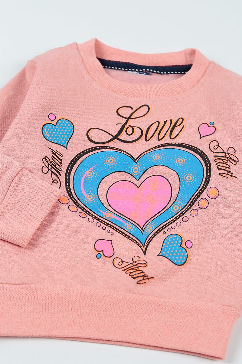 Pudra (3-7 Yaş) Love Baskılı Kız Çocuk Sweatshirt 92591