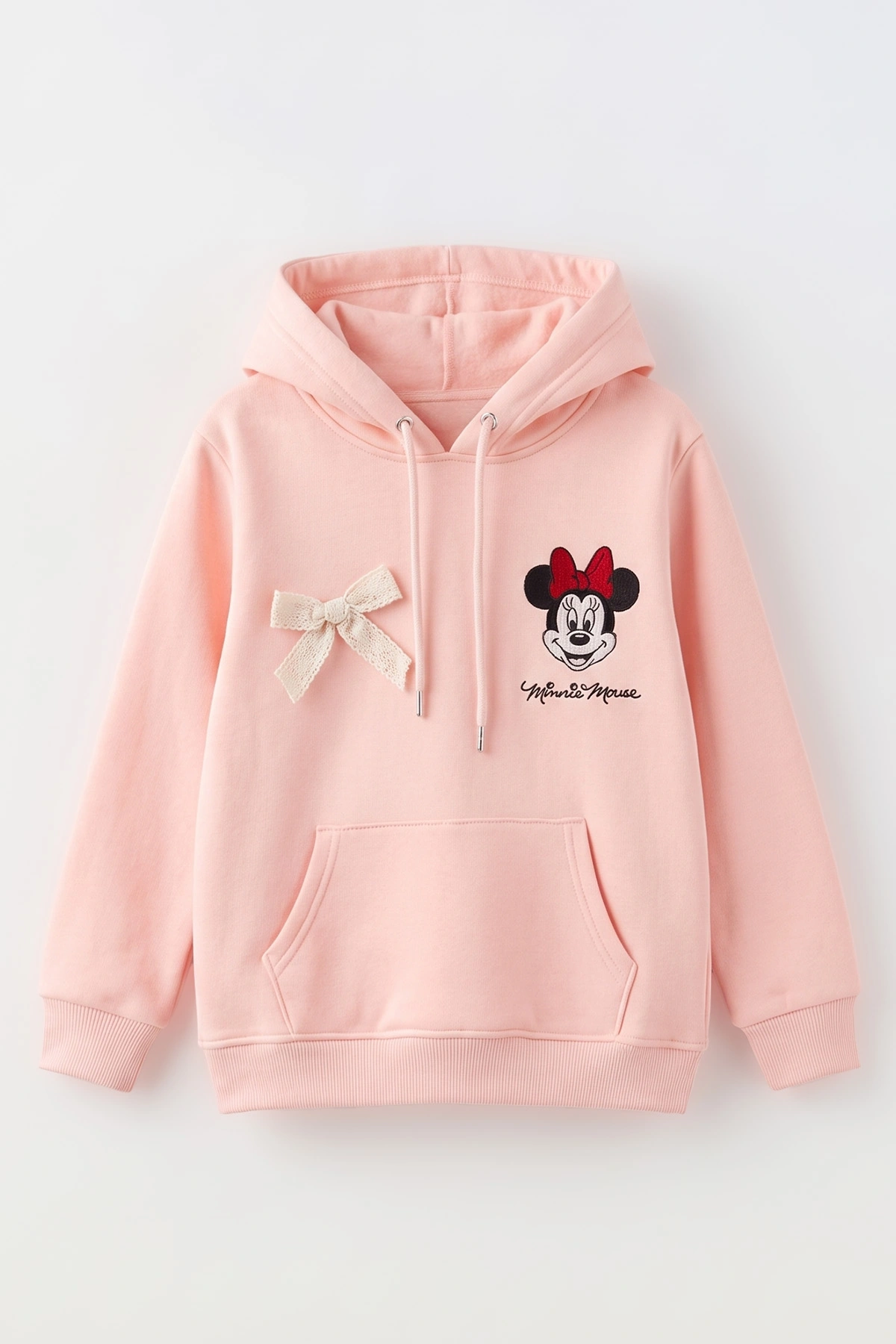 Pudra (4-12 Yaş) Karakter Nakışlı Kapüşonlu 3 İp Şardonlu Kız Çocuk Sweatshirt 495036