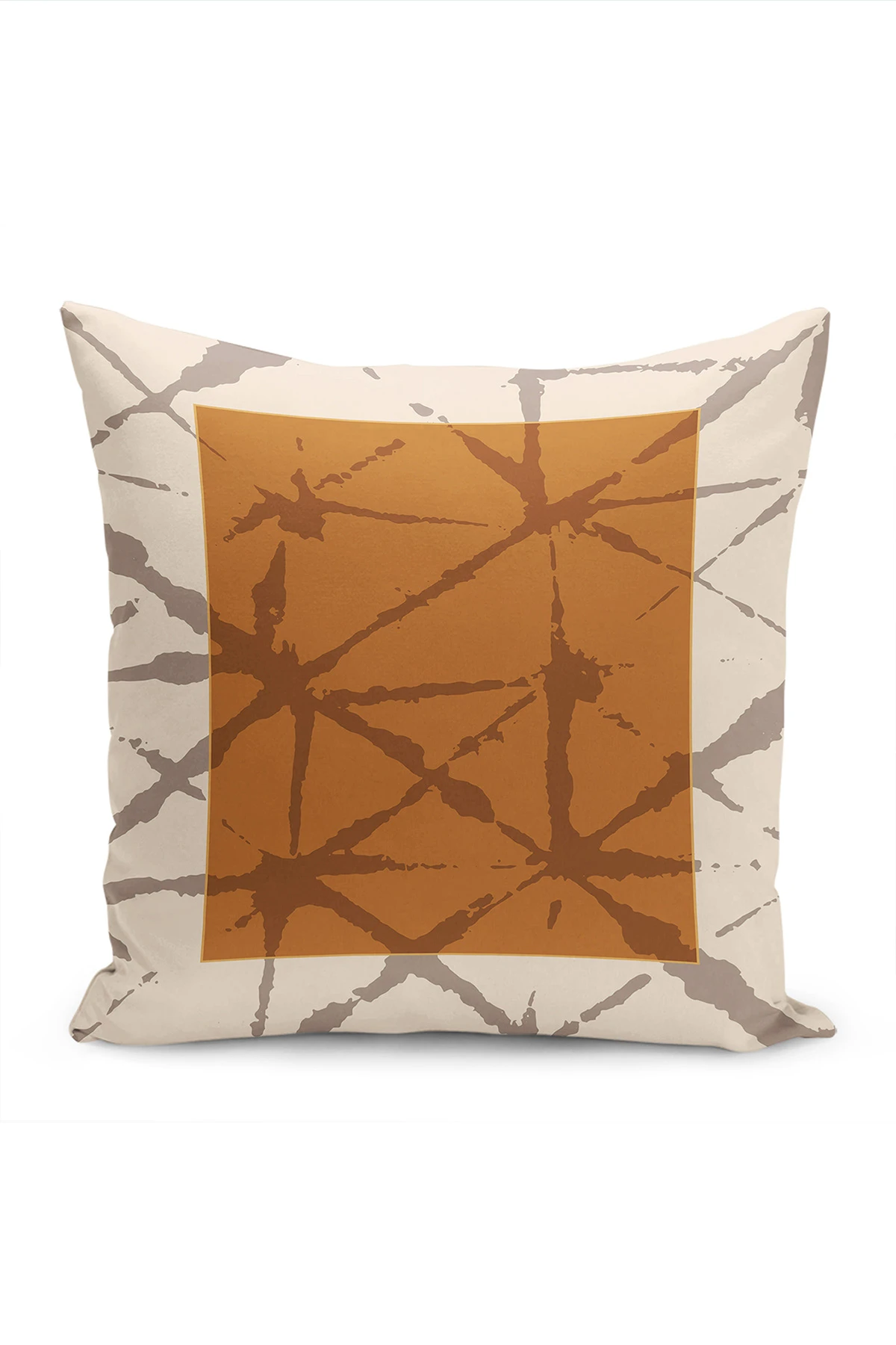Bej 43x43 Dijital Baskılı Fermuarlı Modern Kırlent Kılıfı 272389