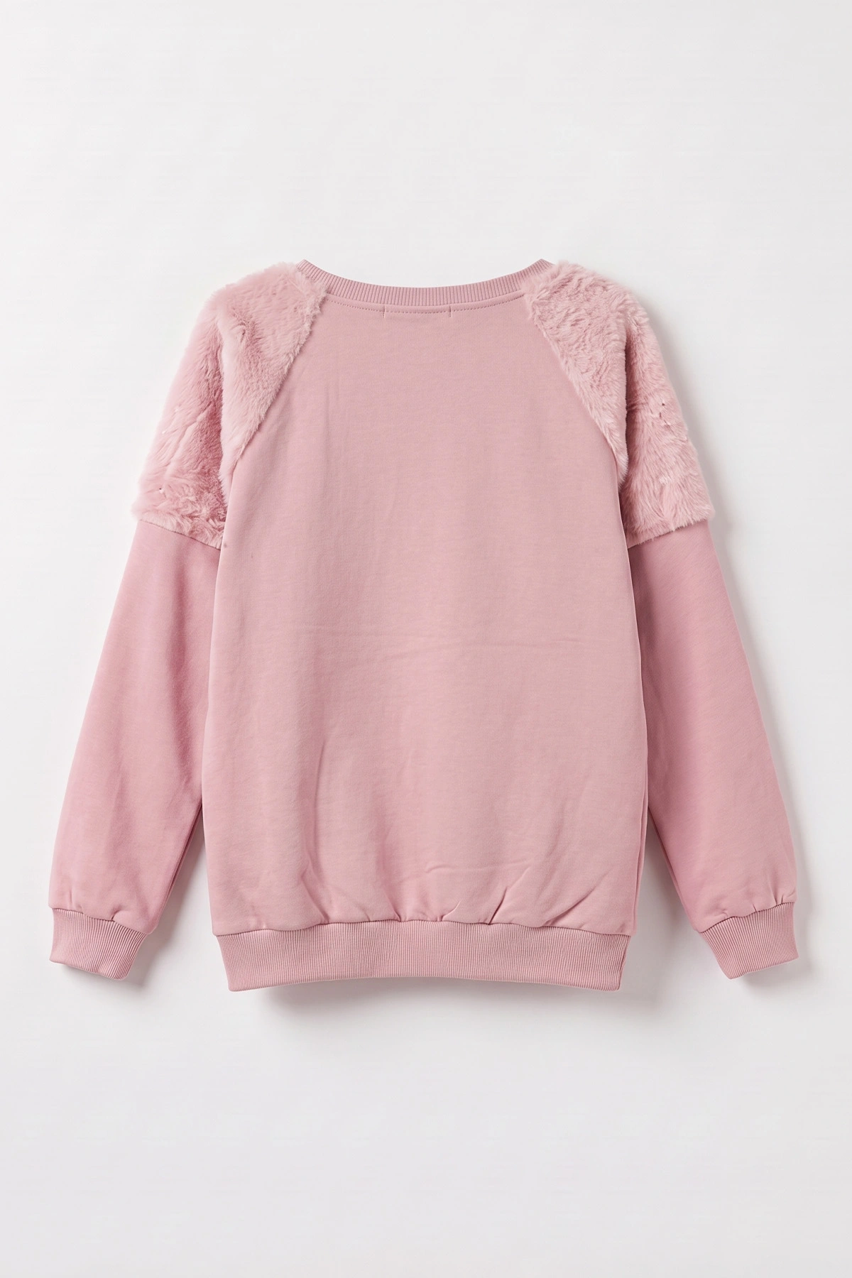 Pudra (5-13 Yaş) Love Taş Baskılı  Peluşlu İçi Hafif  Şardonlu Kız Çocuk Sweatshirt 489280