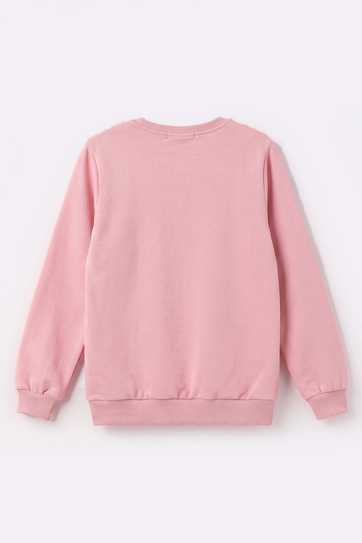 Pudra (5-13 Yaş) Önü Yıldızlı  Peluşlu İçi Hafif   Şardonlu Kız Çocuk Sweatshirt 489285
