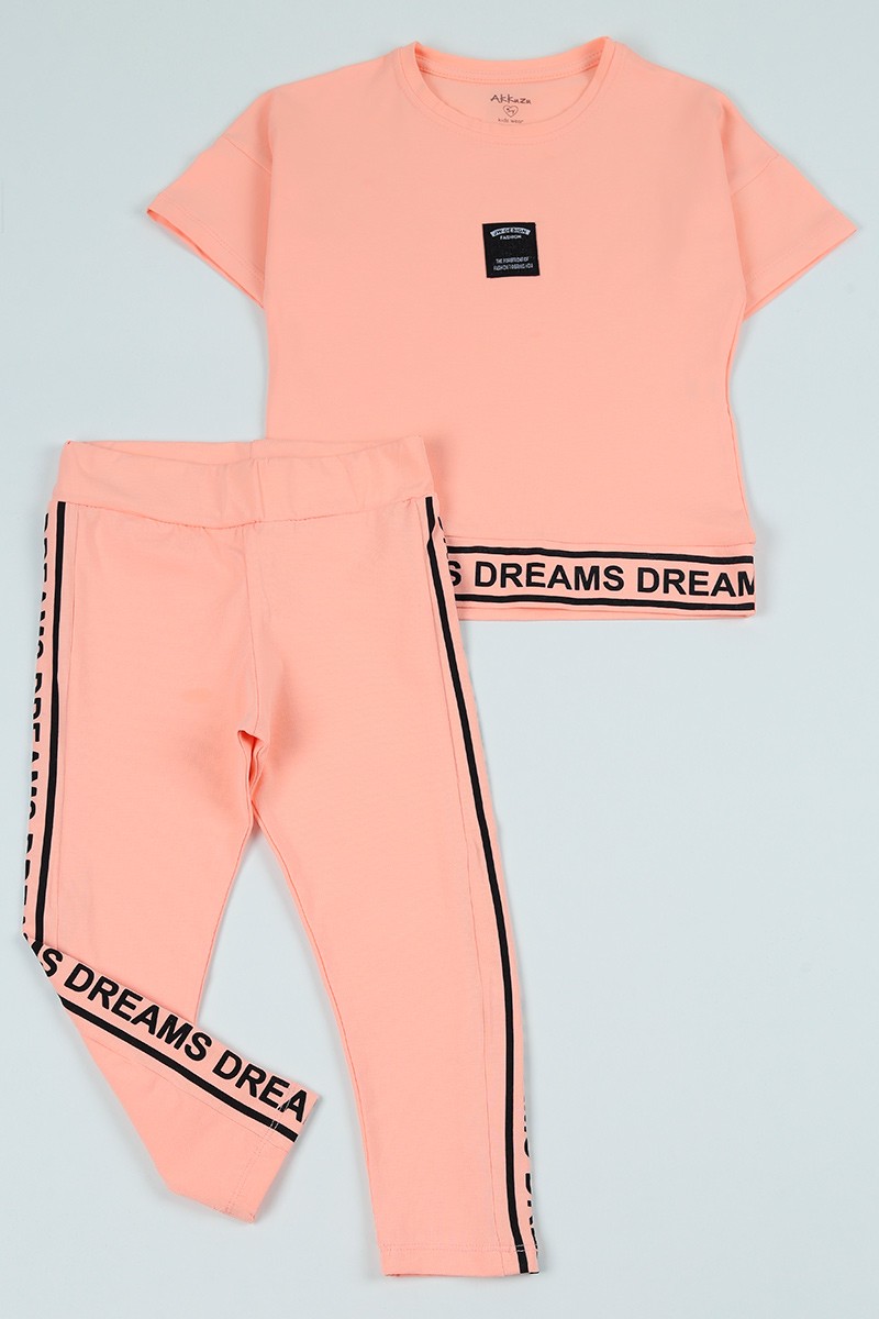 Pudra (5-8 Yaş) Dreams Baskılı Kız Çocuk Takım 97555