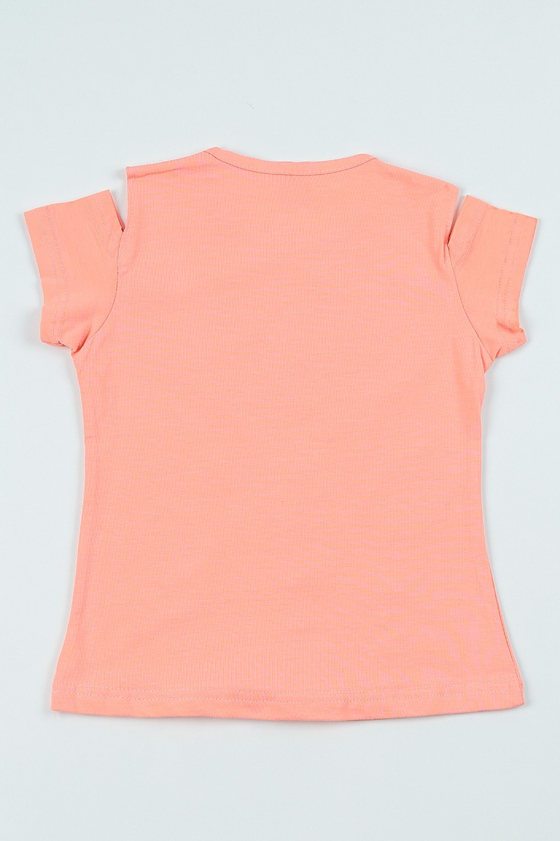 Pudra (5-8 yaş) Flamingo Baskılı Kız Çocuk Tşört 105047