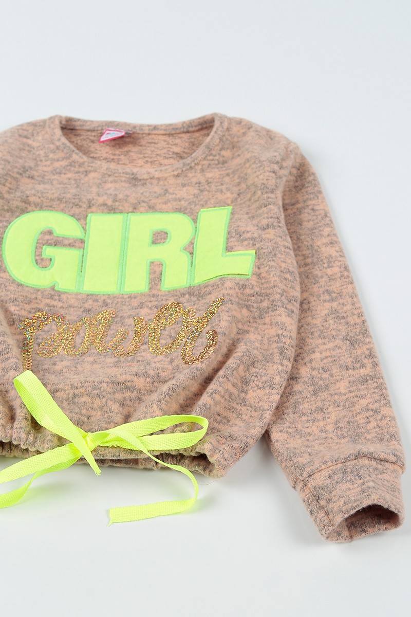 Pudra (5-8 Yaş) Girl Baskılı Dışı Yumoş Kız Çocuk Sweatshirt 92812