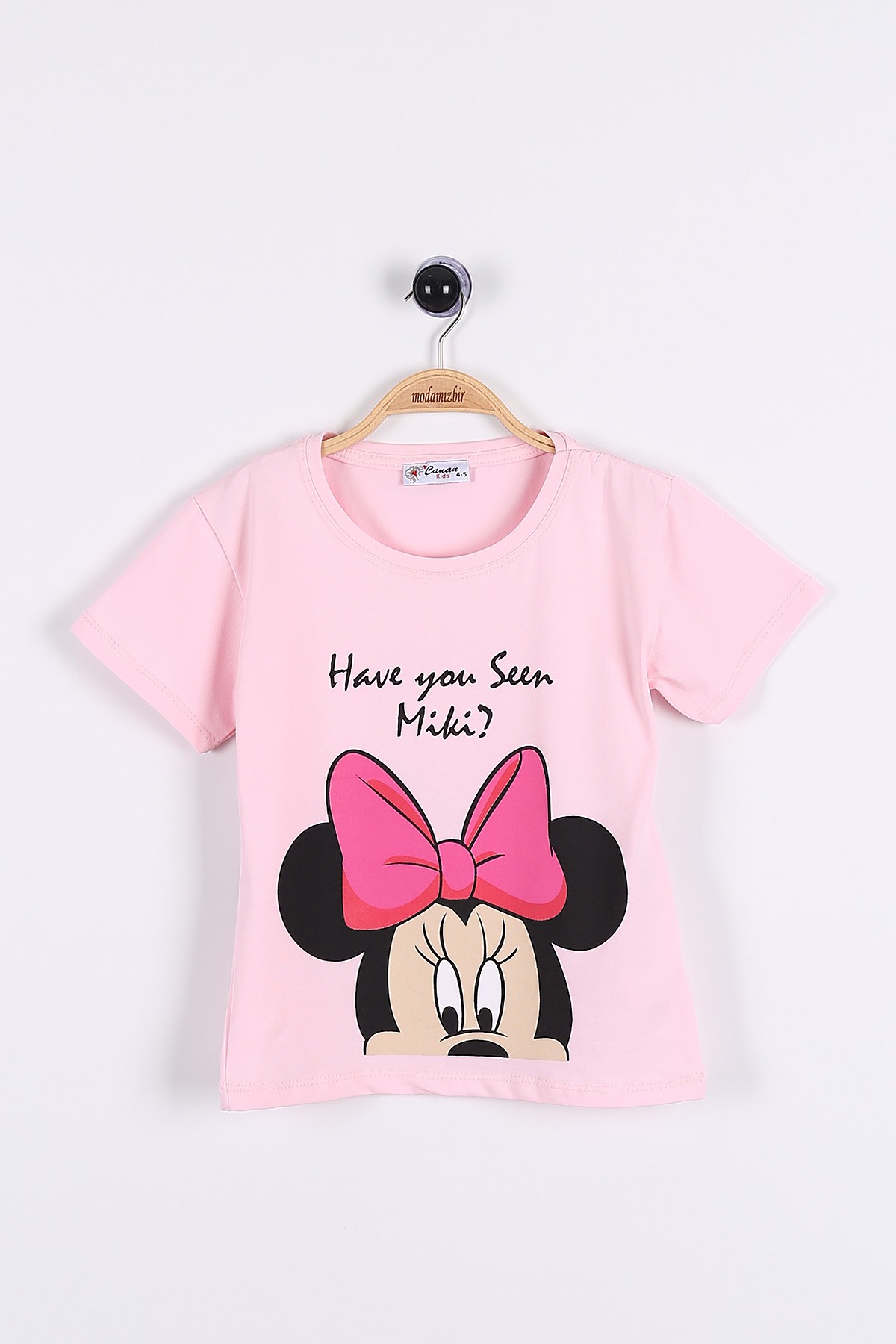 Pudra (5-8yaş) Ön ve Arka Mouse Baskılı Kız Çocuk Tişört 174896