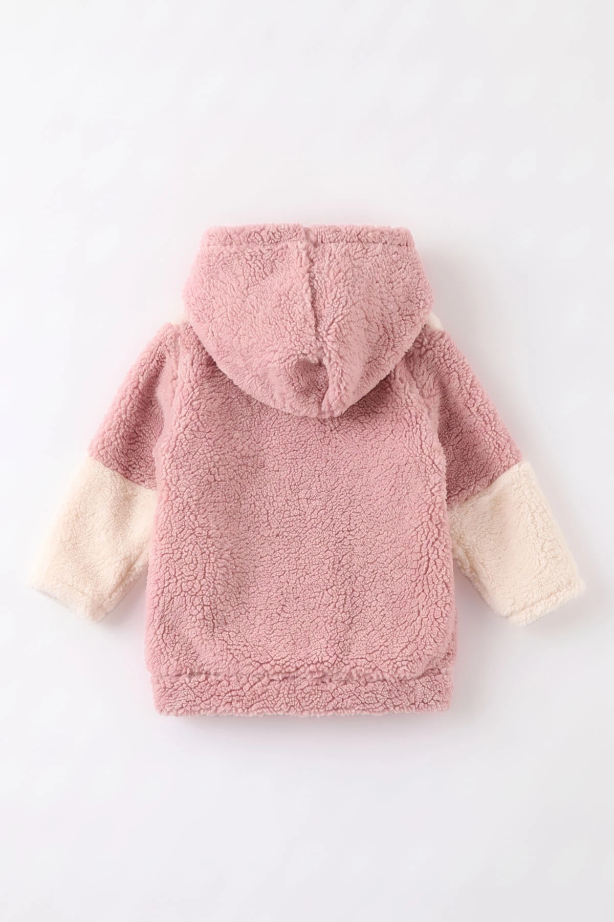 Pudra (6-18 Ay) Tavşan Nakışlı Kapüşonlu Peluş Kız Bebek Hırka 495890
