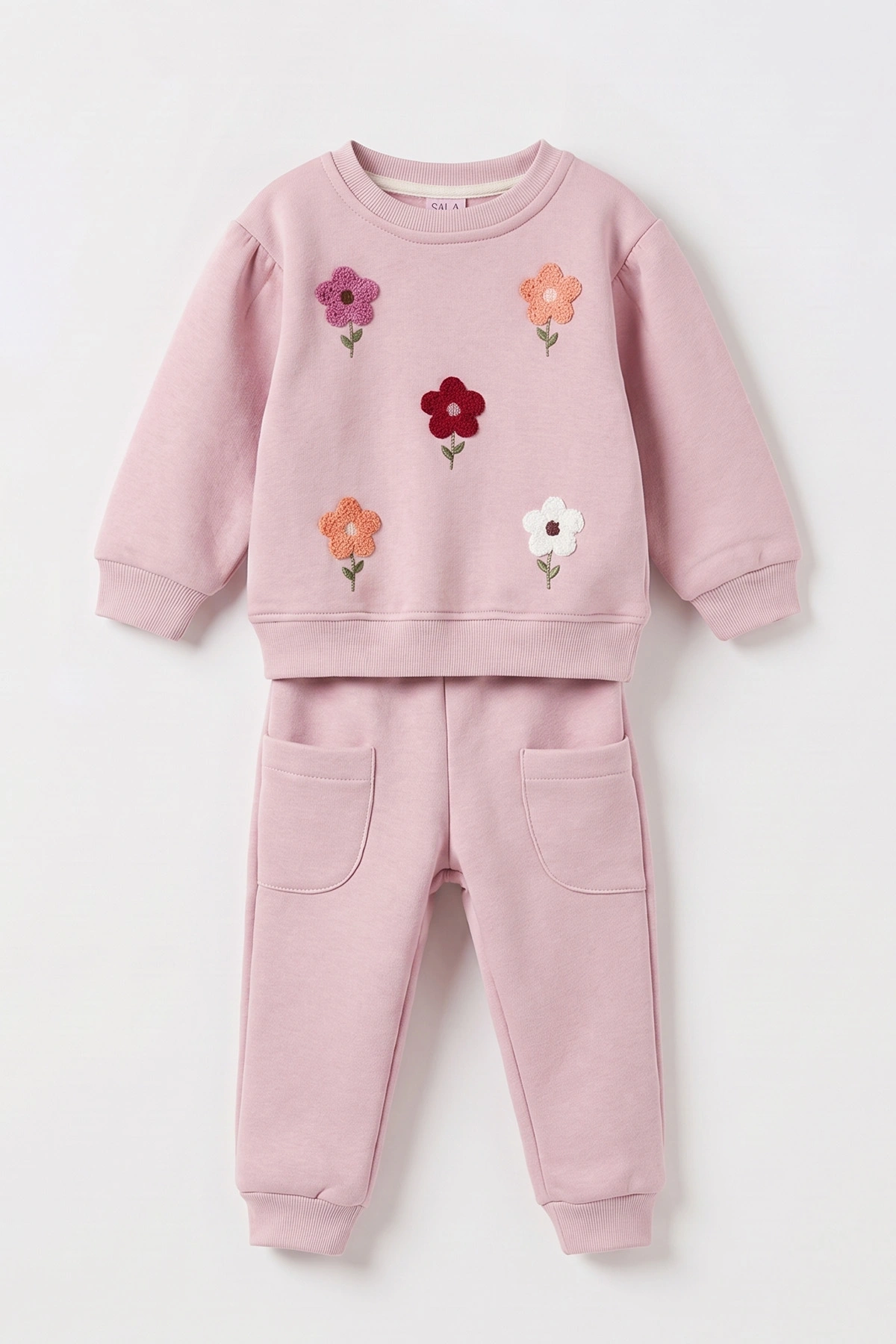 Pudra (6-24 Ay) Papatya Nakışlı 3 İp Şardonlu Kız Bebek Kışlık Takım 497251