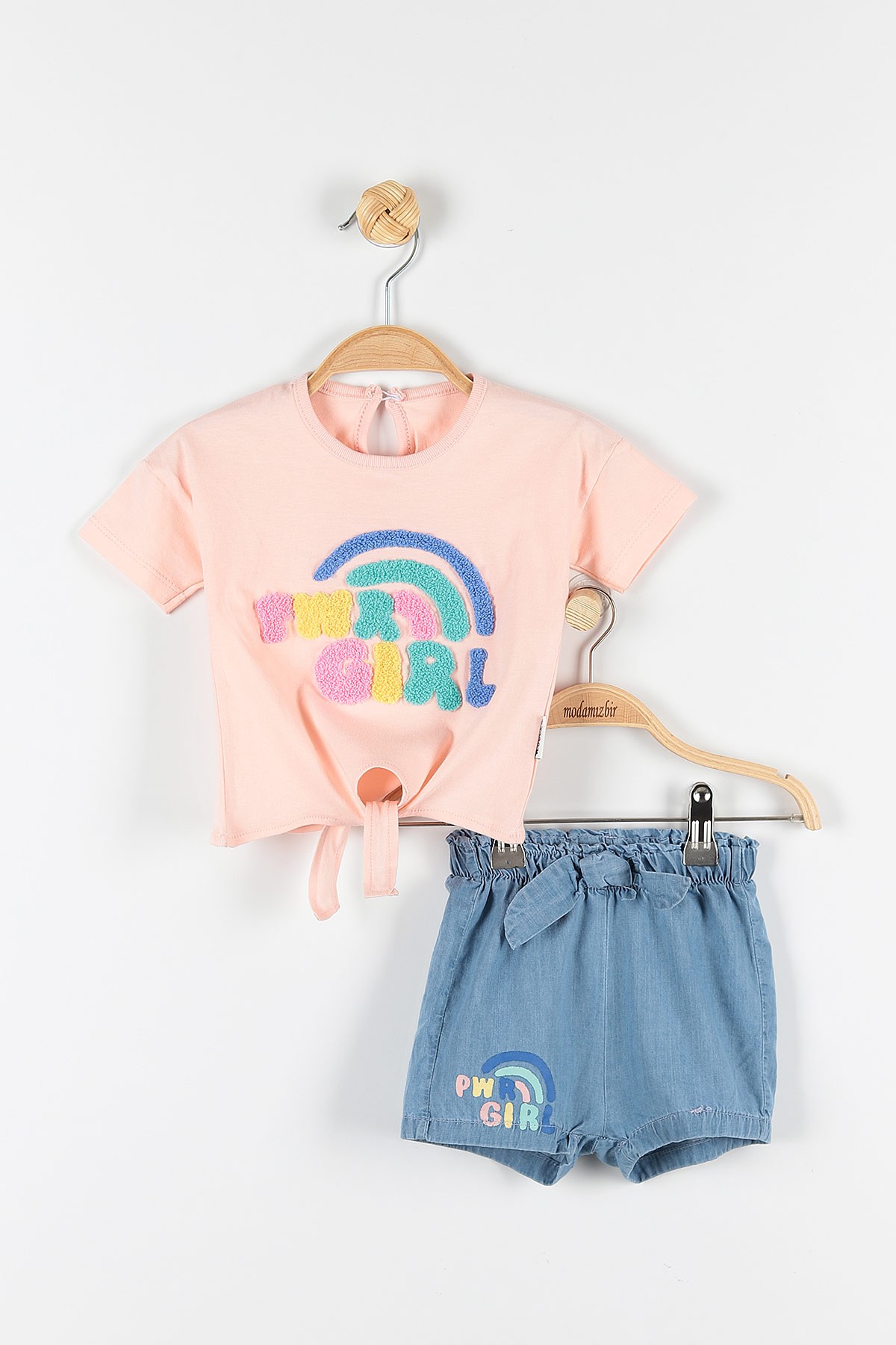 Pudra (6-24 Ay) Pwr Girl Gökkuşağı Nakışlı Kız Çocuk Takım 171821