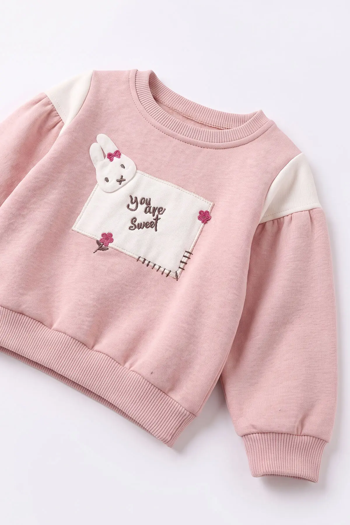 Pudra (6-24 Ay) Tavşan Nakışlı İçi Şardonlu Kız Bebek Takım 493316