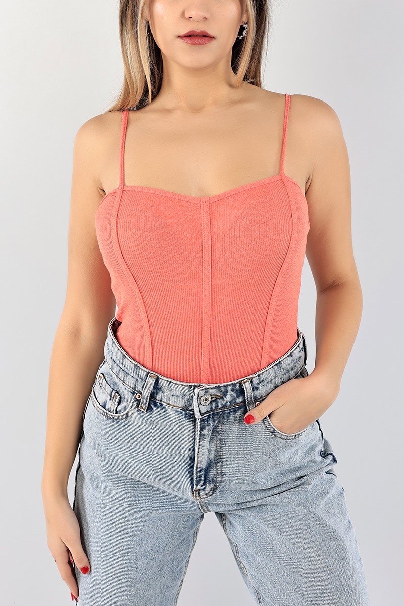 Pudra Askılı Fitilli Zıbın Bluz 97671