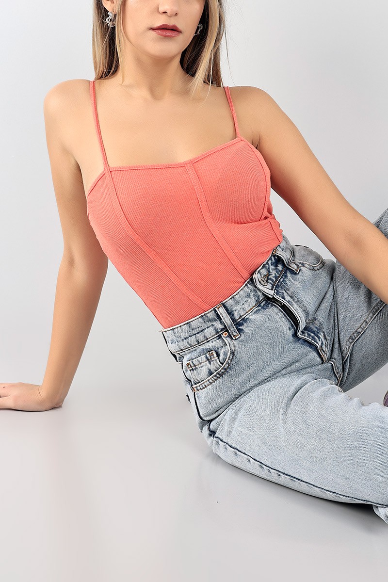 Pudra Askılı Fitilli Zıbın Bluz 97671