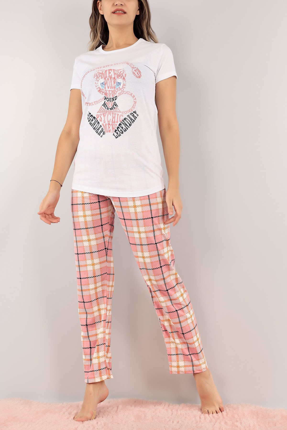 Pudra Baskılı Bayan Pijama Takımı 123043