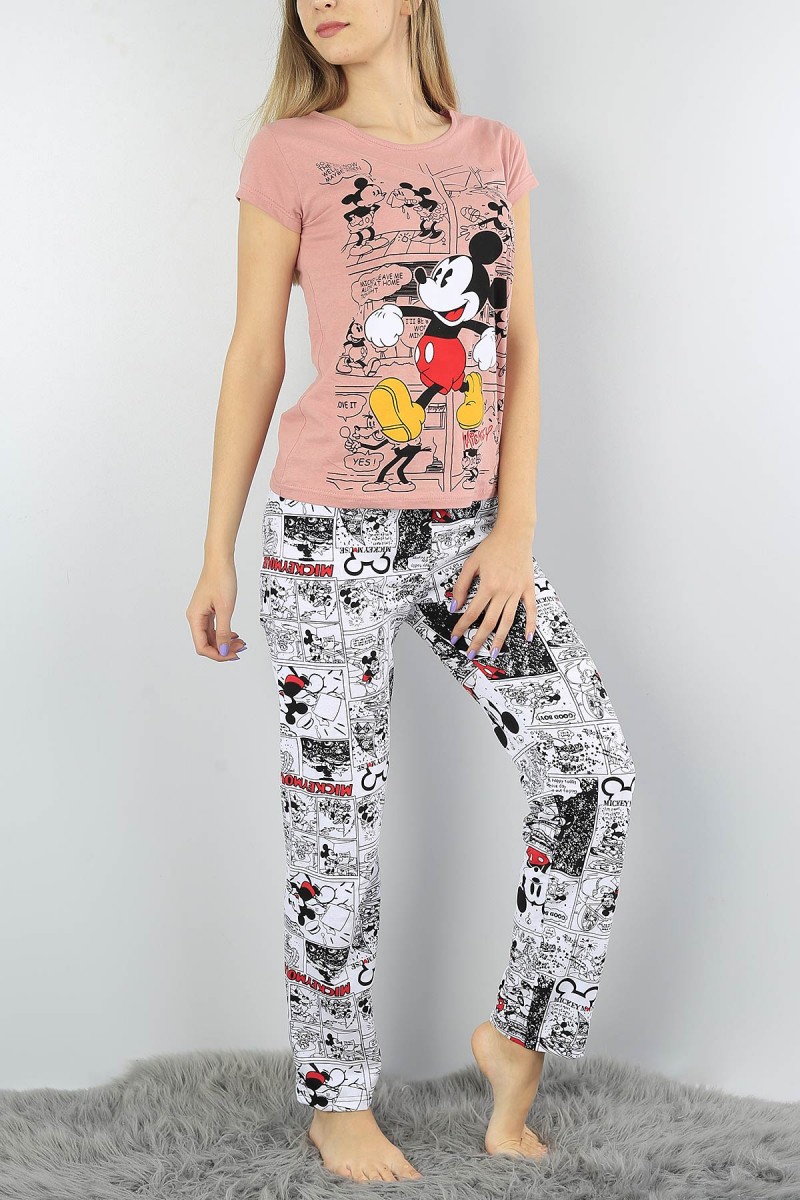 Pudra Baskılı Bayan Pijama Takımı 52049