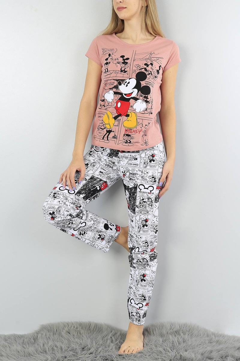 Pudra Baskılı Bayan Pijama Takımı 52049