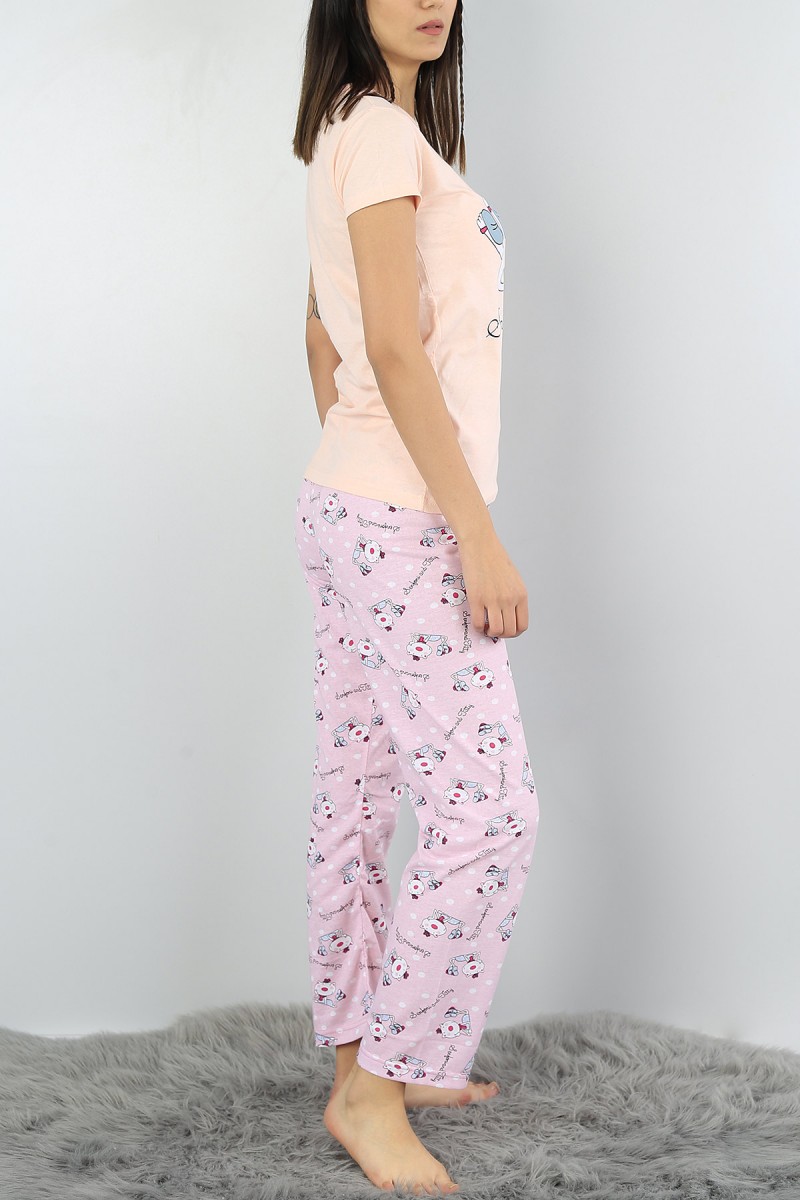 Pudra Baskılı Bayan Pijama Takımı 52090
