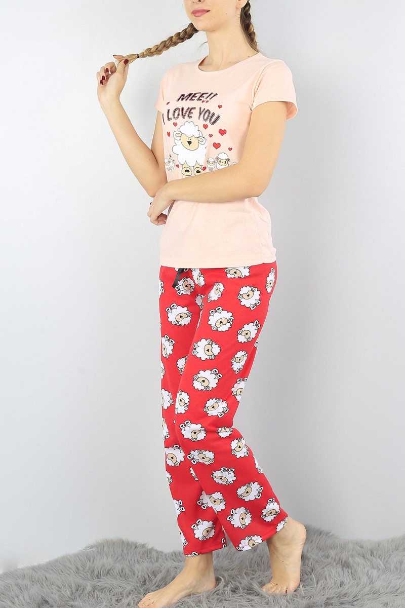 Pudra Baskılı Bayan Pijama Takımı 52262