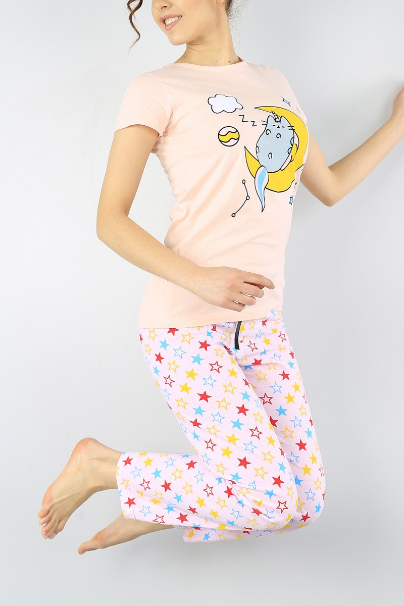 Pudra Baskılı Bayan Pijama Takımı 52274