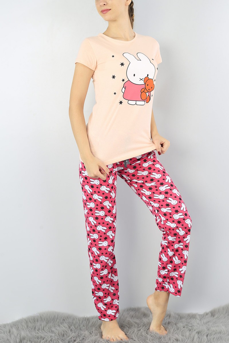 Pudra Baskılı Bayan Pijama Takımı 52306