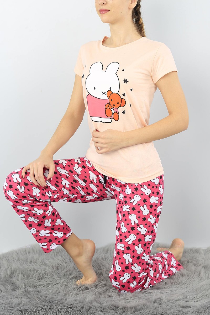 Pudra Baskılı Bayan Pijama Takımı 52306