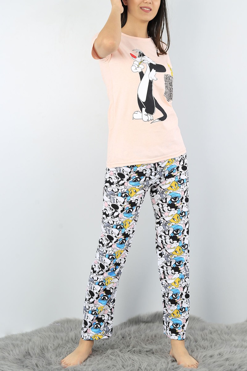 Pudra Baskılı Bayan Pijama Takımı 52337