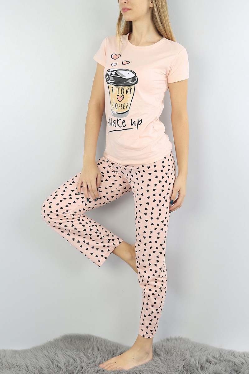 Pudra Baskılı Bayan Pijama Takımı 54410