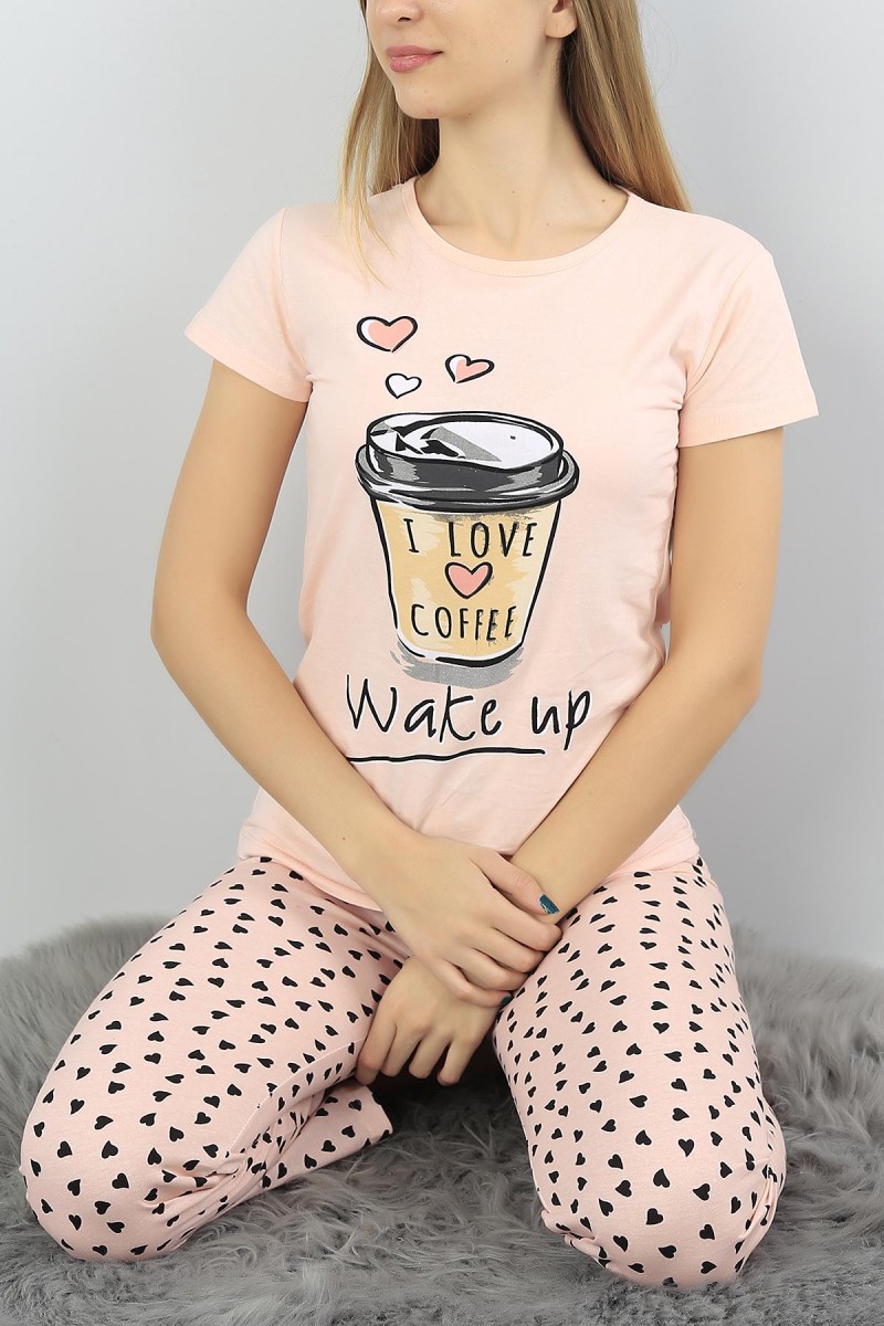 Pudra Baskılı Bayan Pijama Takımı 54410