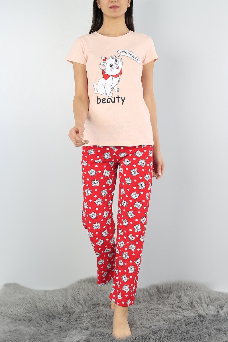 Pudra Baskılı Bayan Pijama Takımı 54416
