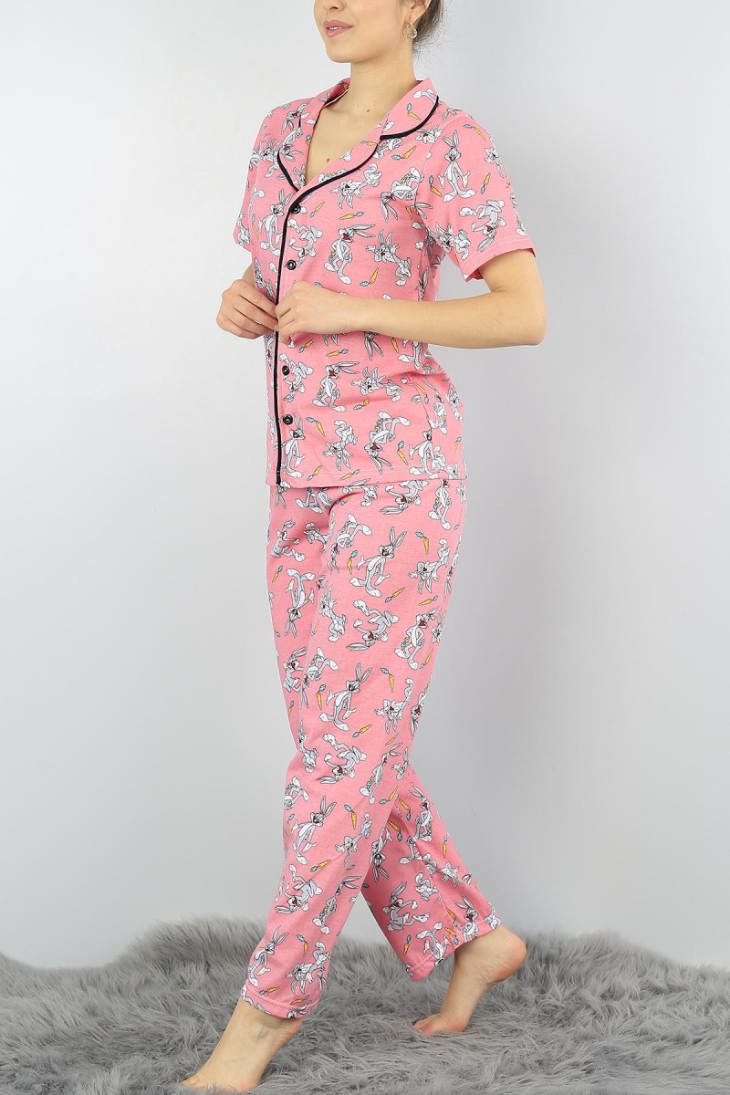Pudra Baskılı Bayan Pijama Takımı 54536