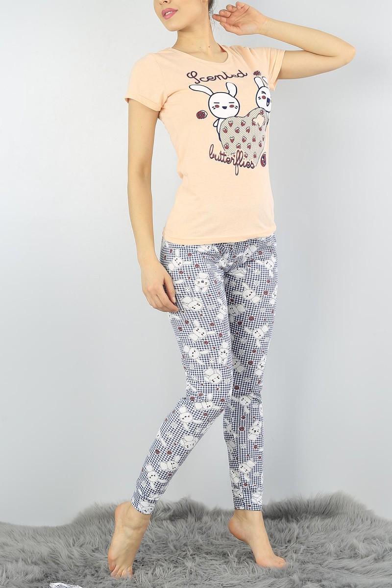 Pudra Baskılı Bayan Pijama Takımı 54886