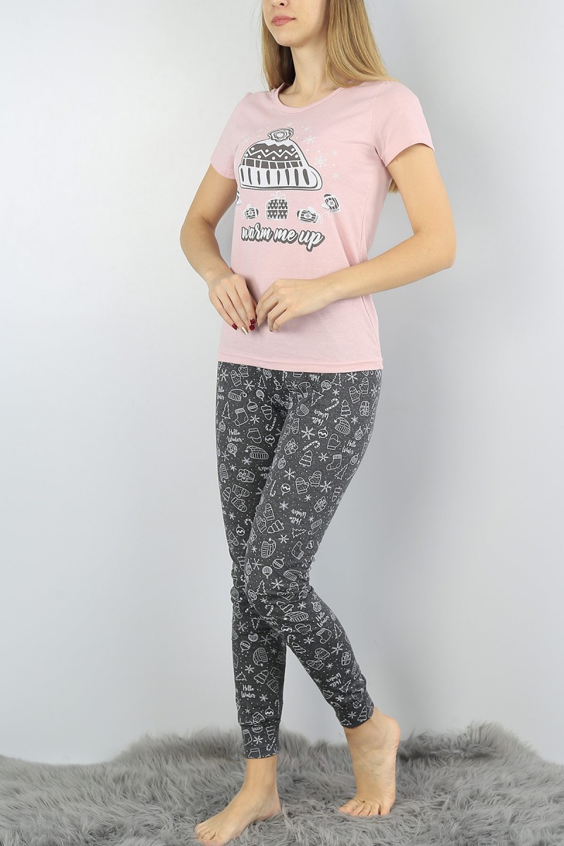 Pudra Baskılı Bayan Pijama Takımı 54906