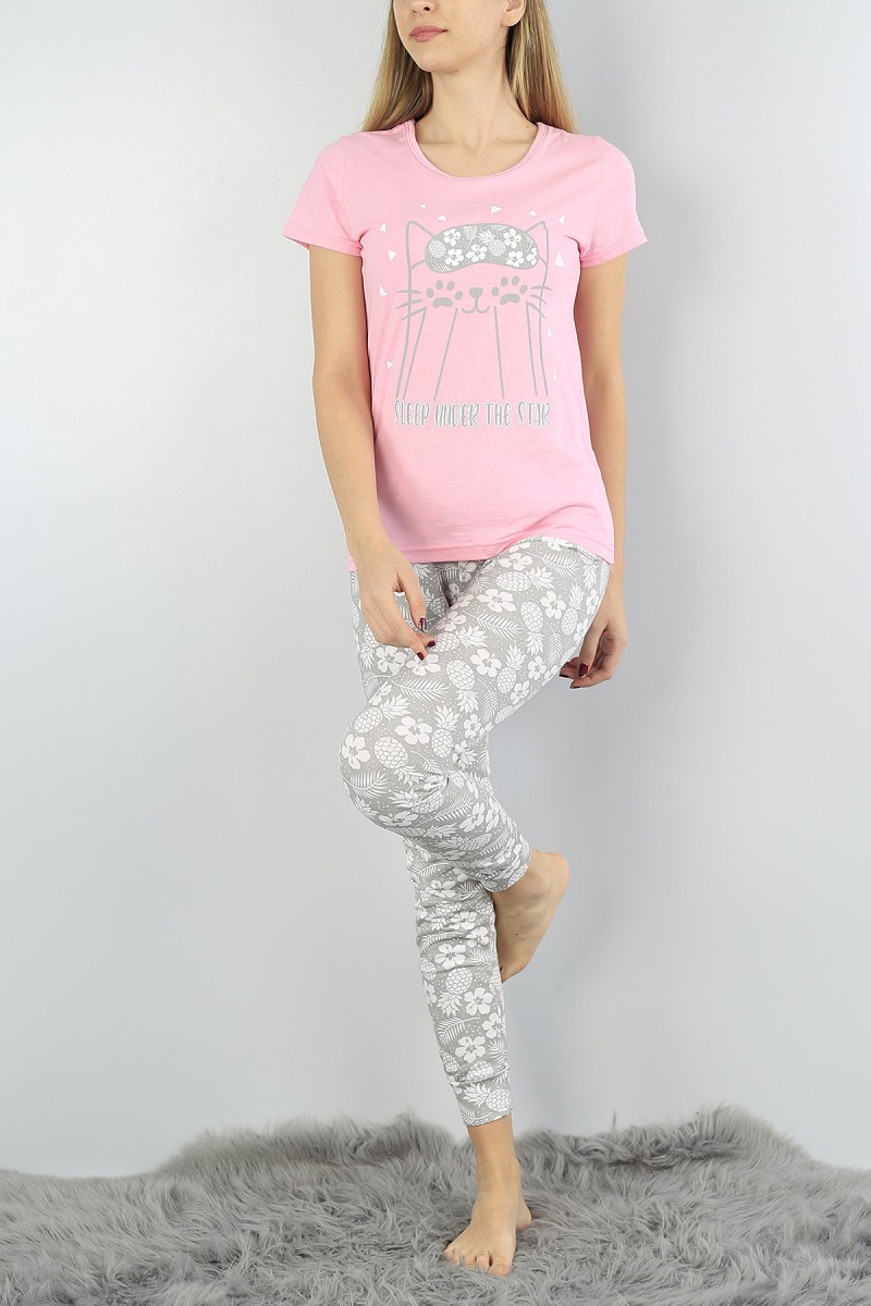 Pudra Baskılı Bayan Pijama Takımı 54920