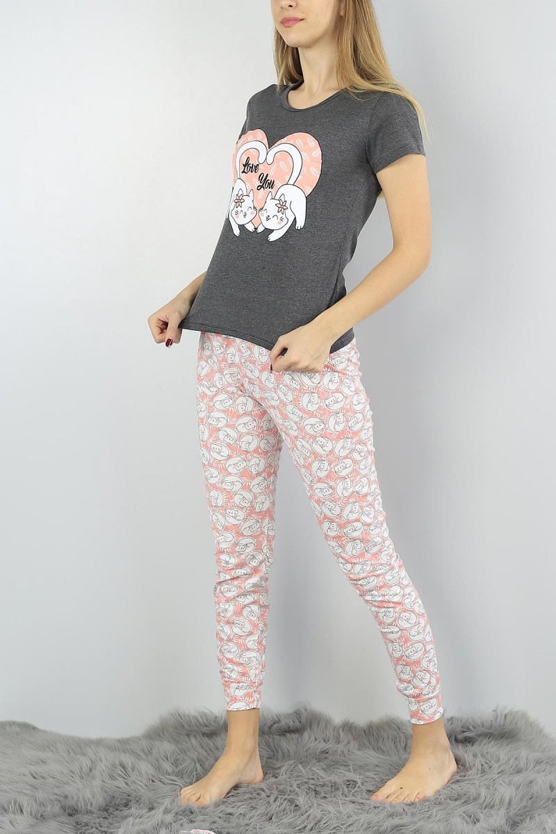 Pudra Baskılı Bayan Pijama Takımı 54924