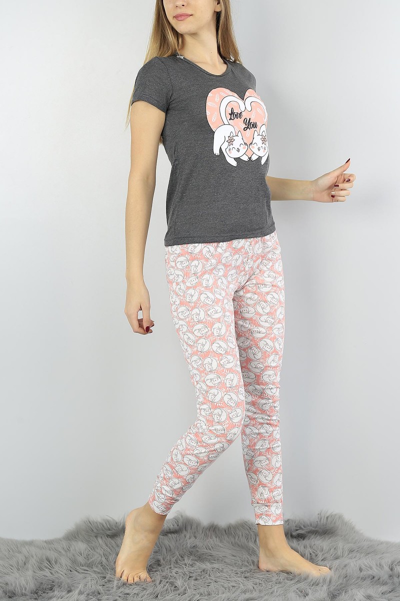Pudra Baskılı Bayan Pijama Takımı 54924