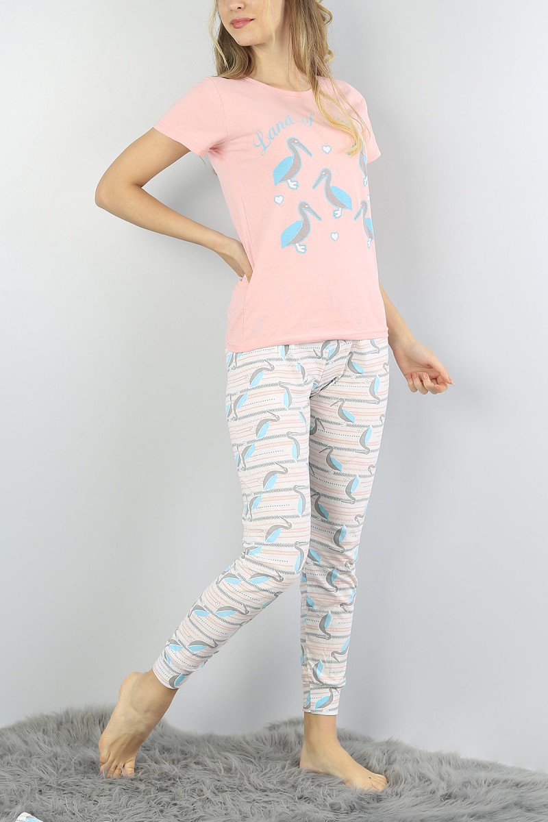 Pudra Baskılı Bayan Pijama Takımı 55004