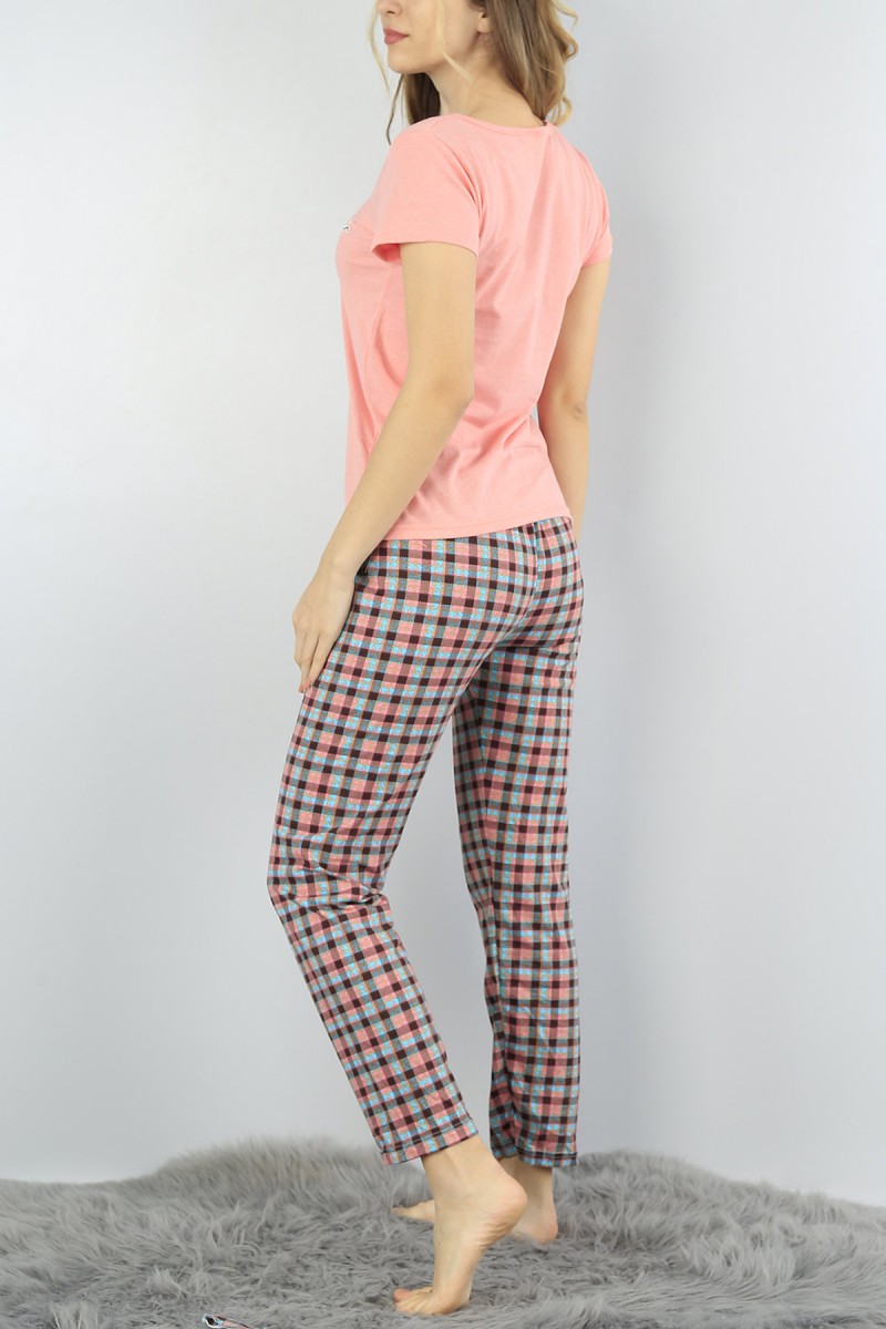 Pudra Baskılı Bayan Pijama Takımı 55005