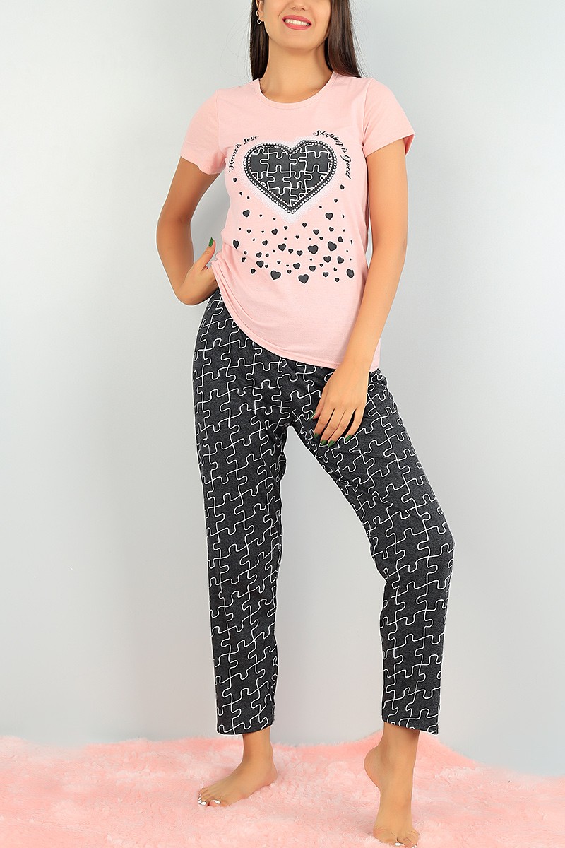 Pudra Baskılı Bayan Pijama Takımı 73472