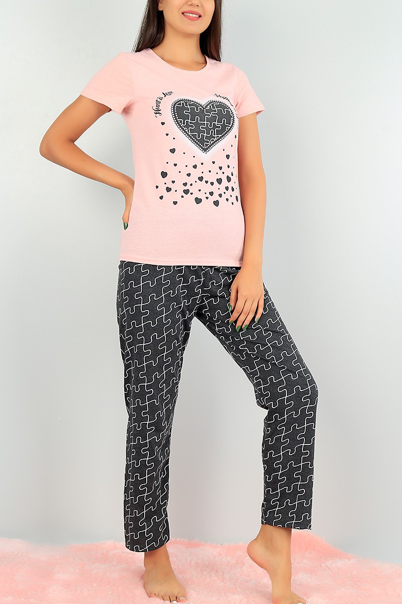 Pudra Baskılı Bayan Pijama Takımı 73472