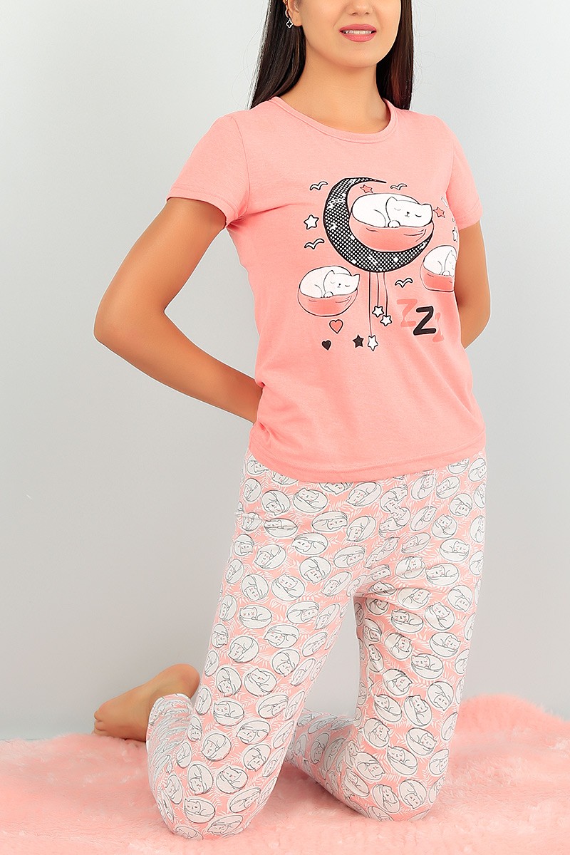 Pudra Baskılı Bayan Pijama Takımı 73481