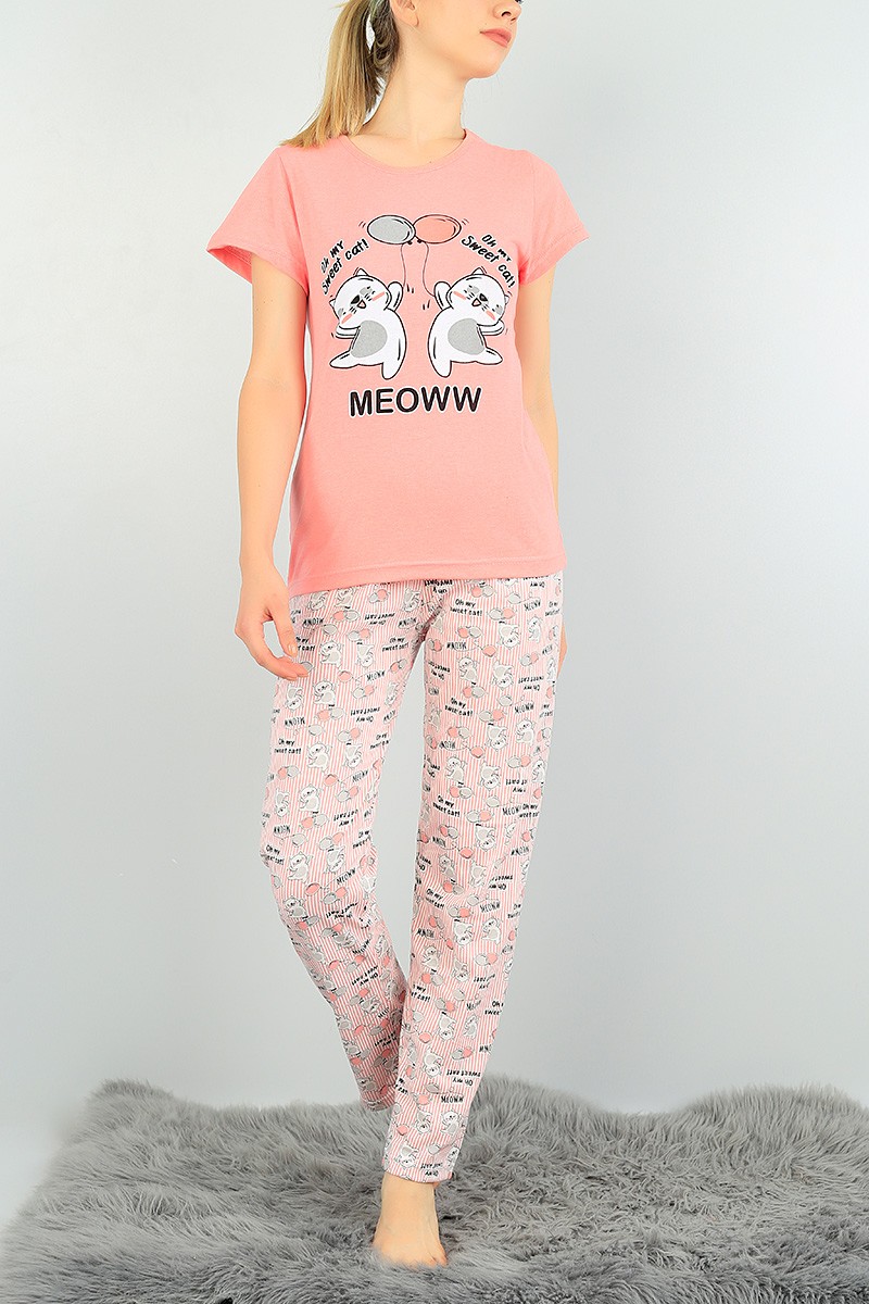Pudra Baskılı Bayan Pijama Takımı 73491