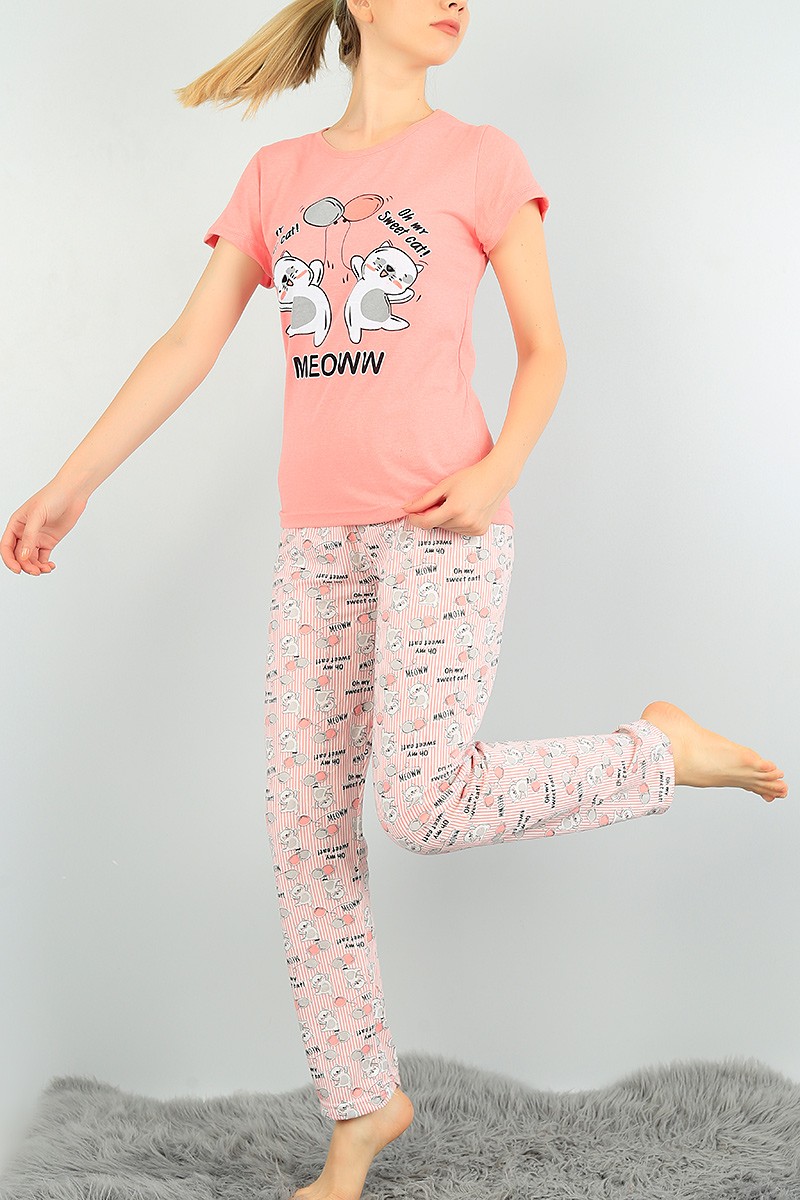 Pudra Baskılı Bayan Pijama Takımı 73491