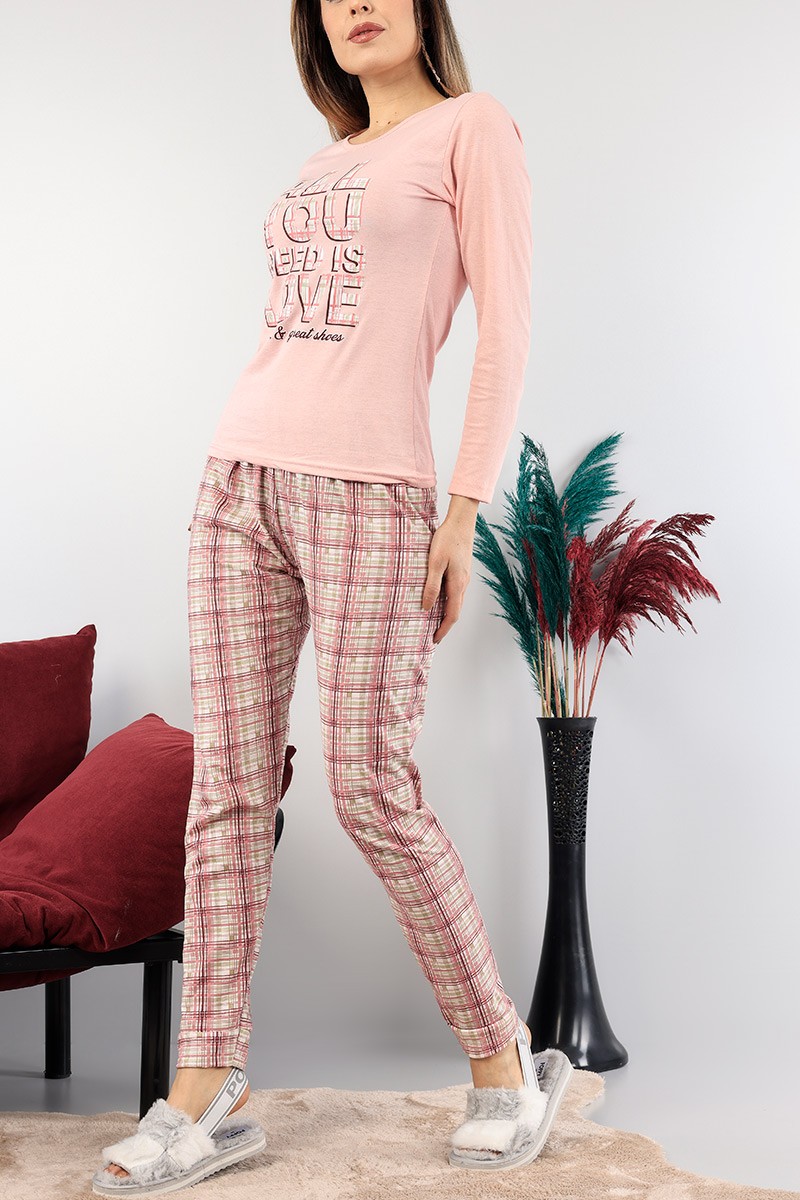 Pudra Baskılı Bayan Pijama Takımı 89438