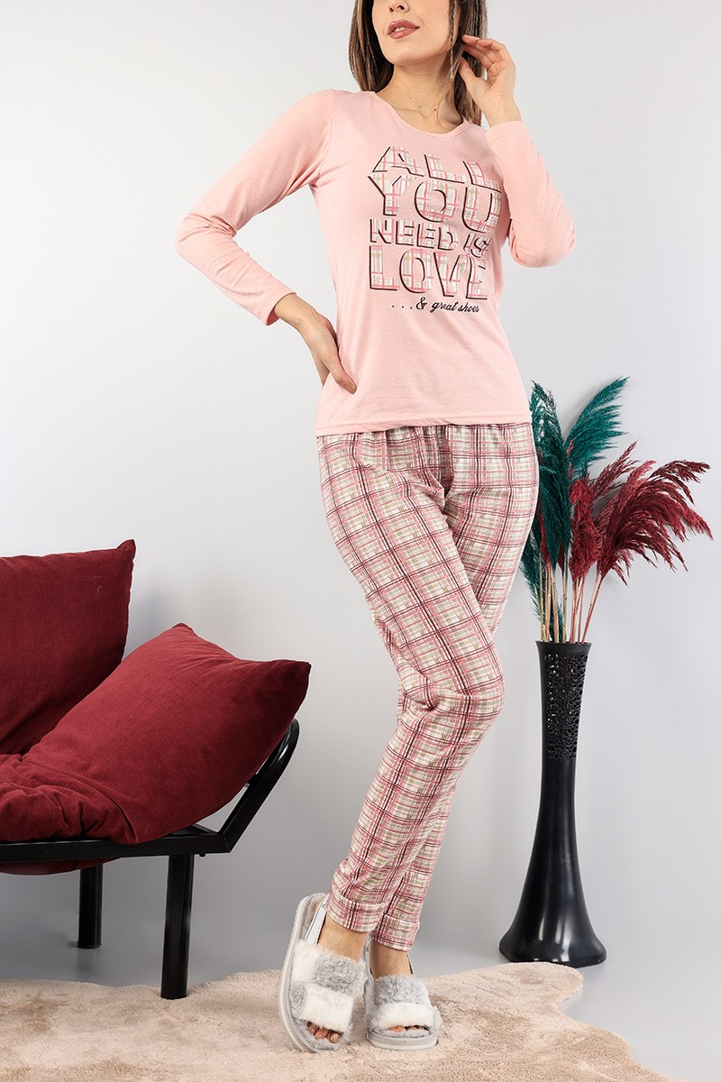 Pudra Baskılı Bayan Pijama Takımı 89438