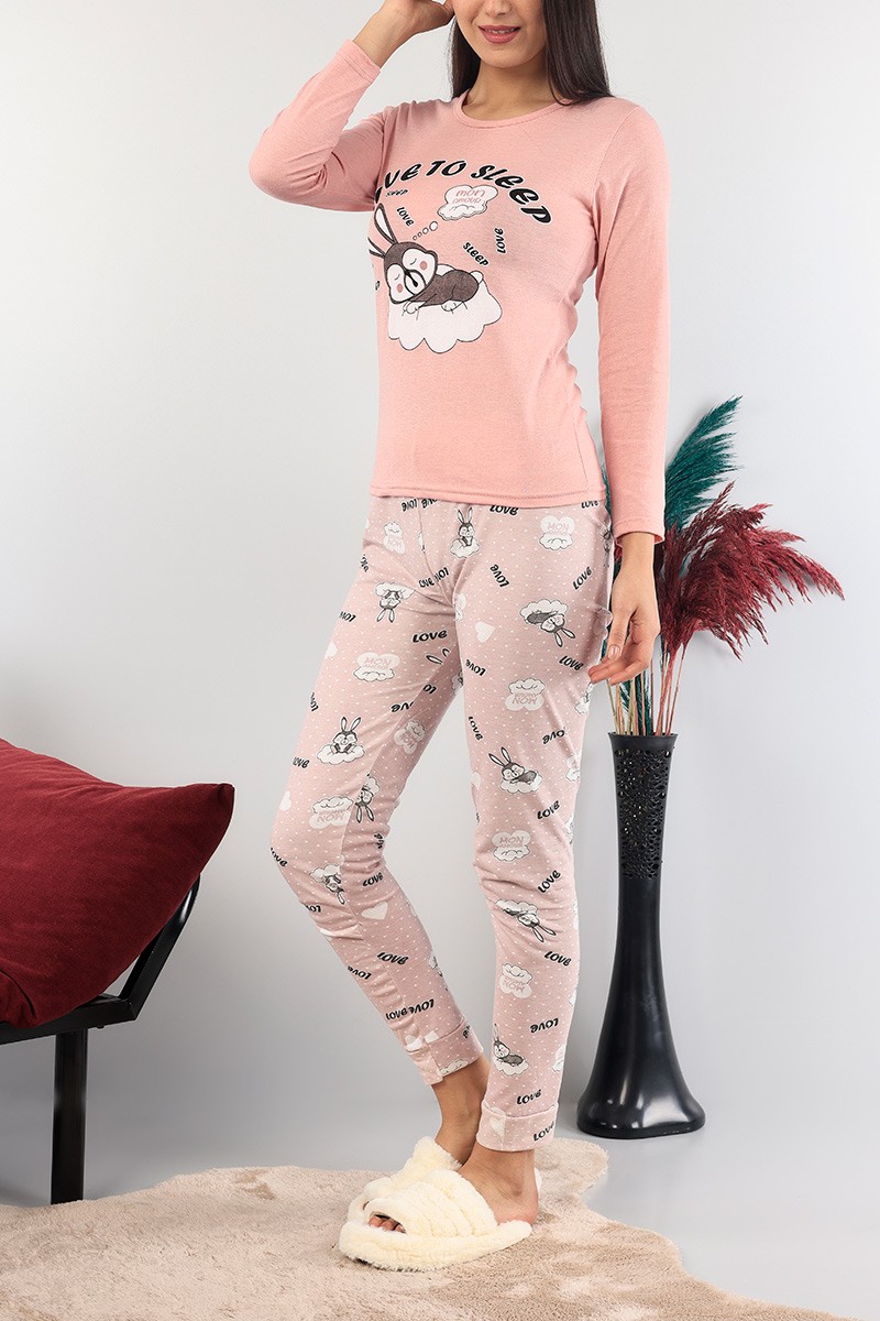 Pudra Baskılı Bayan Pijama Takımı 89439