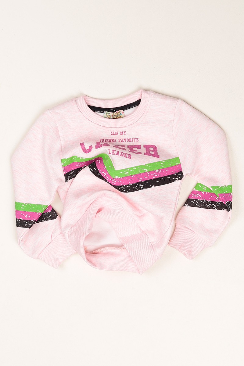 Pudra Baskılı İçi Şardonlu Kız Çocuk Sweat 79467