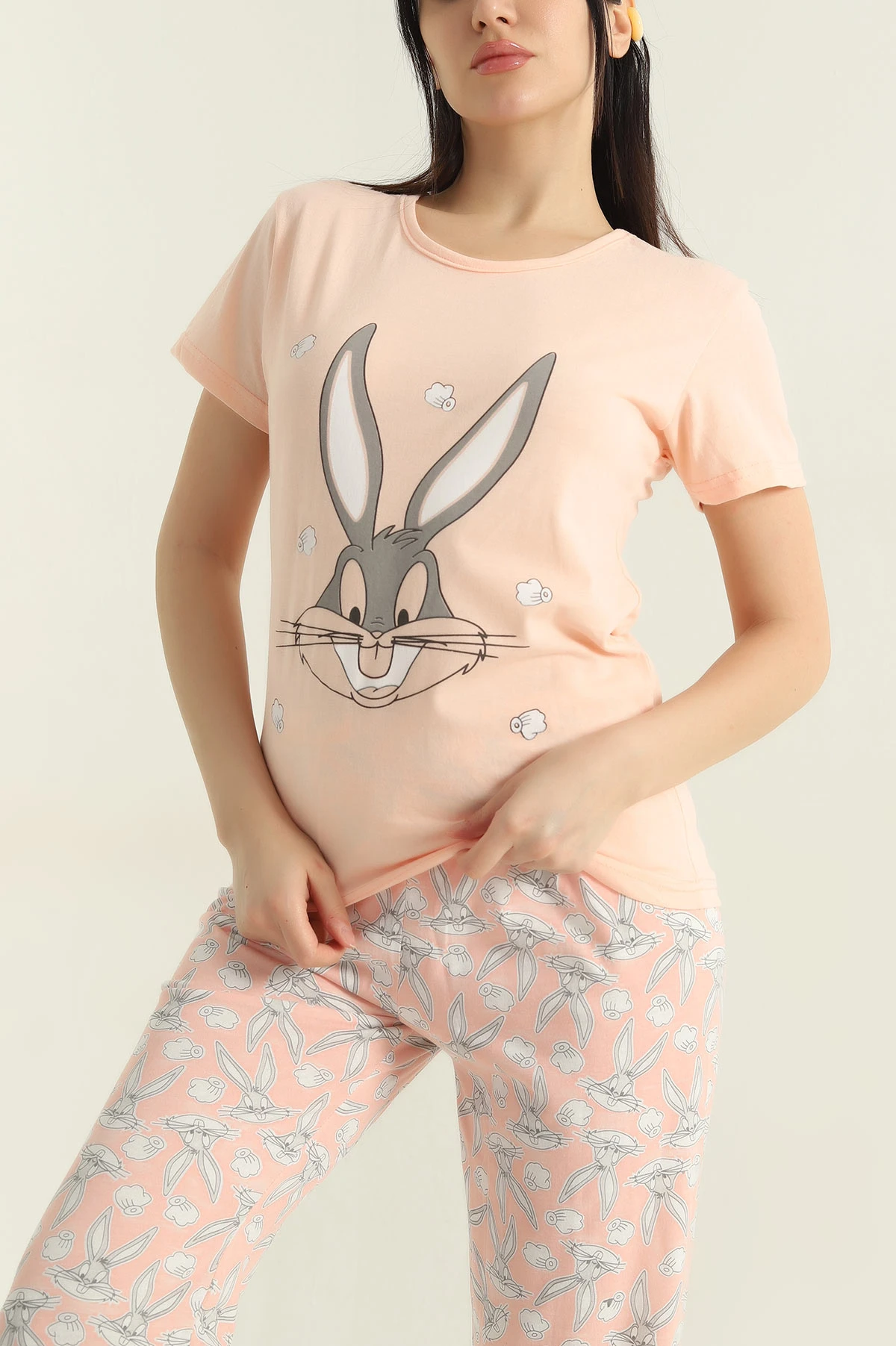 Pudra Baskılı Kadın Pijama Takımı 357148