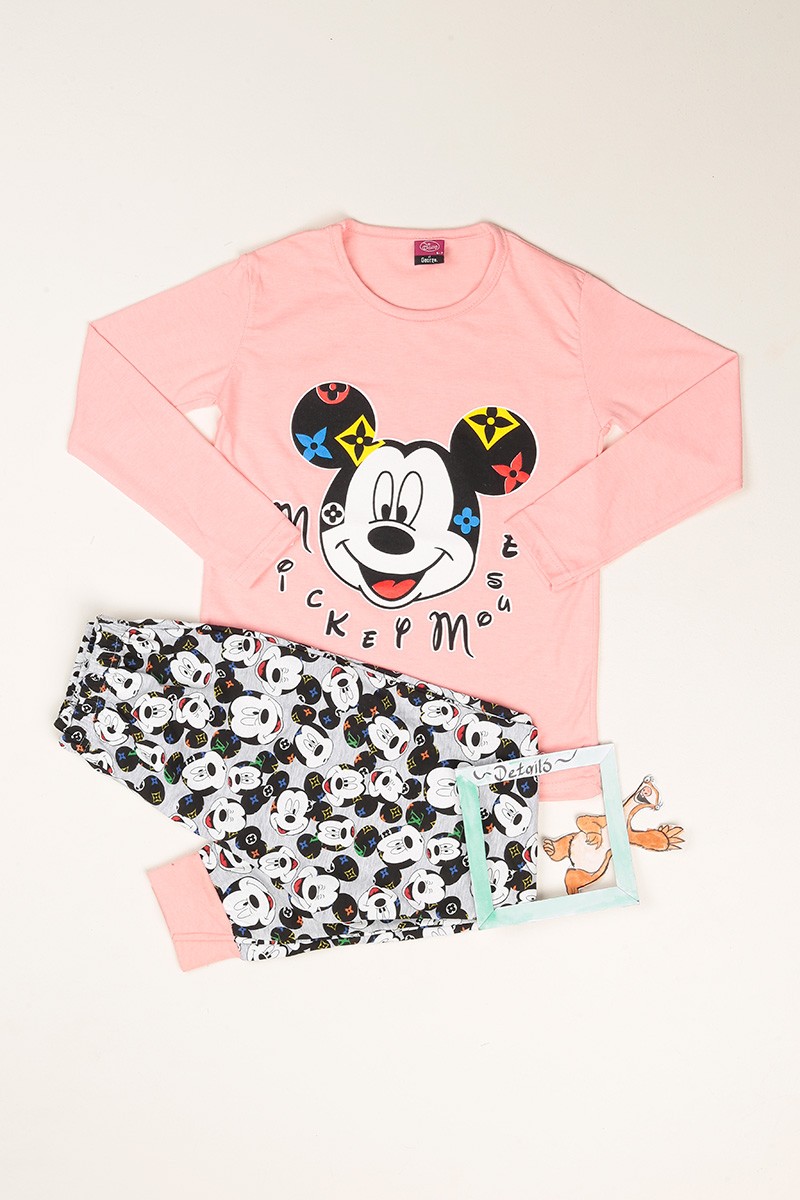 Pudra Baskılı Kız Çocuk Pijama Takımı 77938