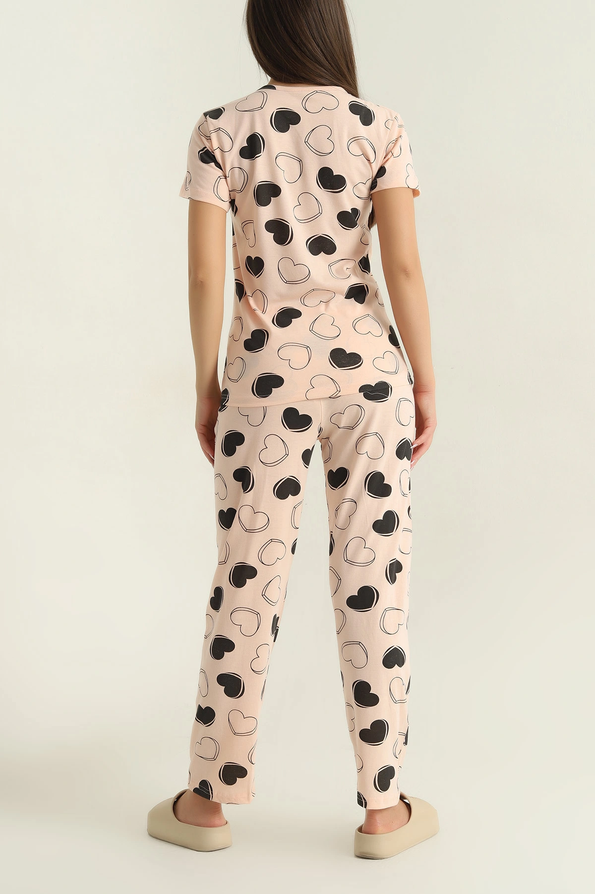 Pudra Baskılı Penye Kadın Pijama Takımı 375964