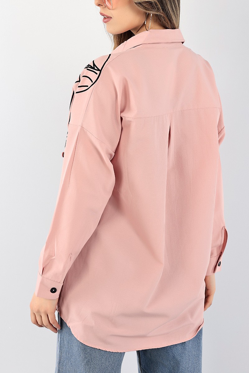 Pudra Baskılı Poplin Gömlek Tunik 96463