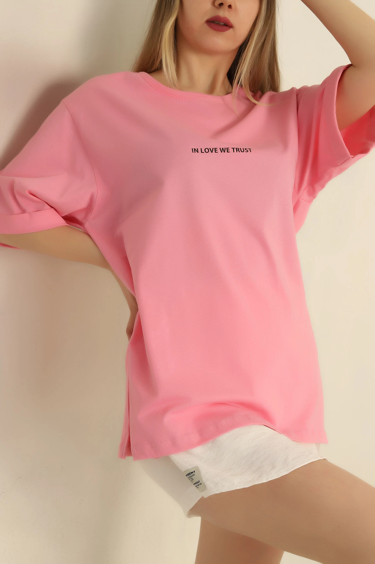 Pembe Baskılı Süprem Bayan Tişört 254525